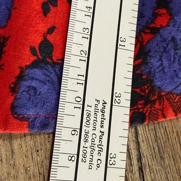 Retro Rockabilly Floral Linen Cotton Blend Dress w Pockets Size Large red blue - Picture 12 of 16